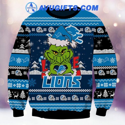 Detroit Lions x The Grinch For Merry Christmas 2024 With Love Ugly Sweater